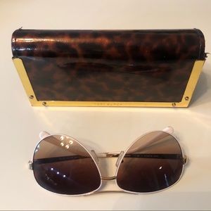 Tory Burch White/Ivory Gold Sunglasses with case